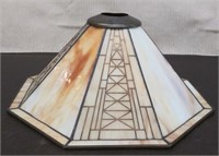 Leaded Glass Hanging Light Fixture (cracked)-works