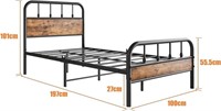 ZGEHCO Black Twin Size Bed Frame with Wood