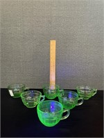 6 Vaseline Glass  Cups