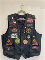 Leather Motorcycle Vest W/ Many Patches