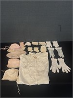 Lot Of Antique Sleeping Gowns, Caps & Gloves