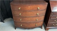 Early Mahogany 4 Drawer Dresser w/ Brass Pulls