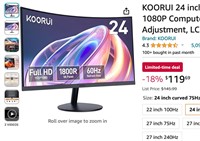 KOORUI 24 inch Curved Gaming Monitor