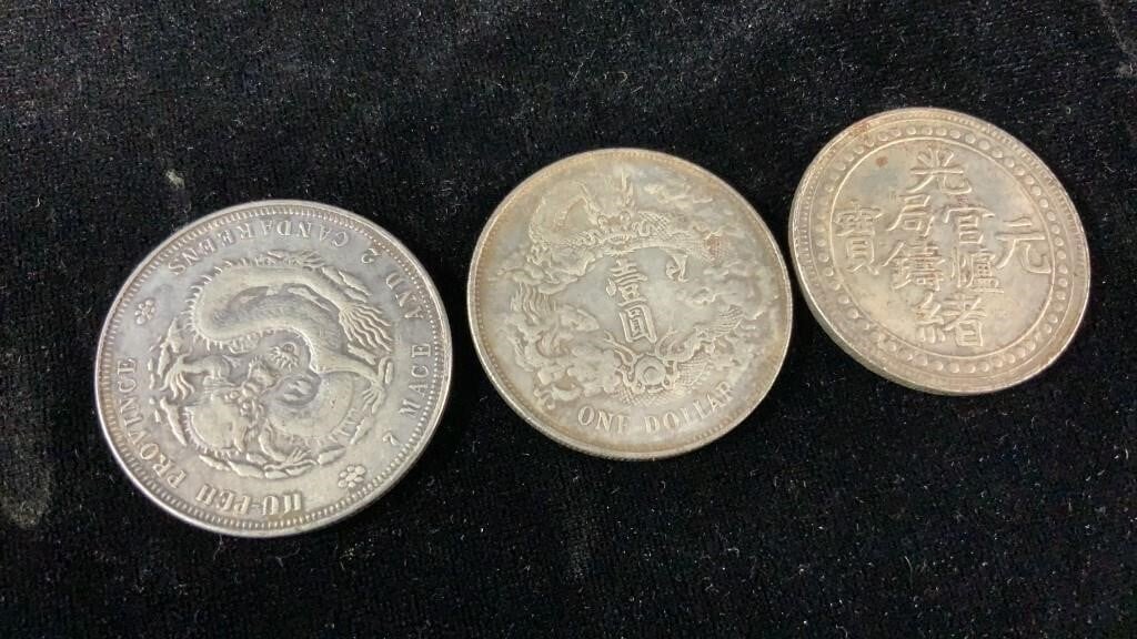 3 Silver Chinese Coins