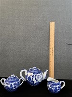 Vintage Flow Blue Coffee Tea & Sugar Set