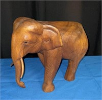 Wood Carved African Elephant