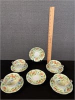 Antique Hand Painted Cups & Saucers
