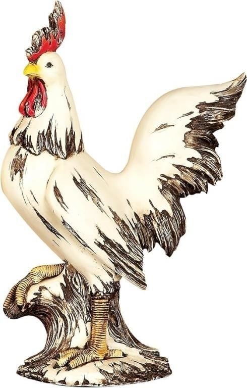 Deco 79 58220 Polished Stone Rooster Statue