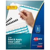 Avery 5 Tab Unpunched Dividers for Use with Any