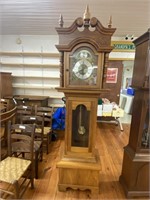 Walnut Grandfather Clock with Weights,,Working