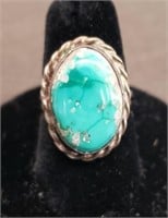 Marked Sterling Ring w/ Turquoise Stone. Approx