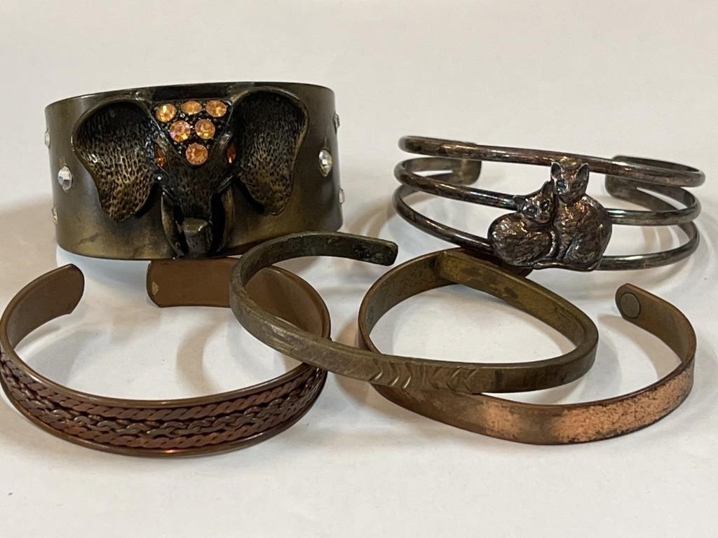 Lot of 5 Vintage Cuff Bracelets