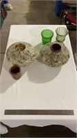 Hand blown marble glass fire pot table tops,