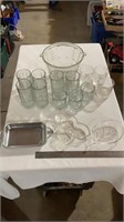 Punch bowl nd matching glass cups, decorative