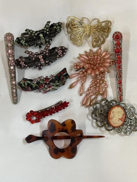 Lot Vintage Hair Clips Ponytail Holders