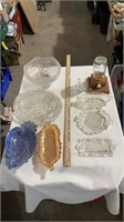 Decorative glass dishes, glass platters, glass