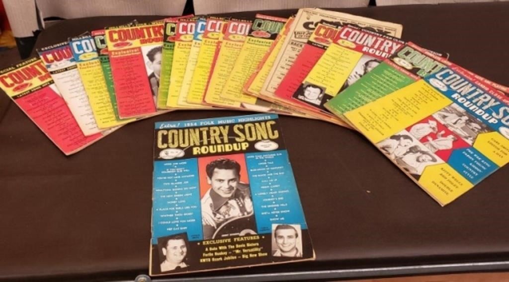 Box of 1950's Country Music Roundup Magazines