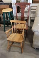 ROCKING CHAIR WITH CANE SEAT & CHILDS ROCKER