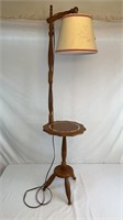 WOODEN FREESTANDING LAMP WITH ATTACHED TABLE