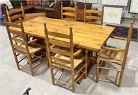 Quebec-Style Dining Set and (6) Armchairs
