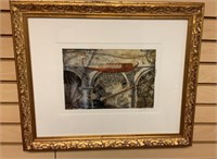 Framed Architectural Abstract Art, 19.5" x 23.5".