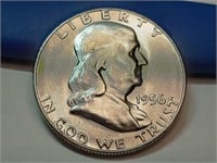 BU 1956 silver Franklin half dollar