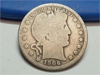 1906 O silver Barber half dollar