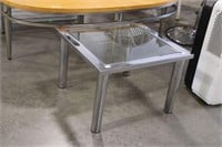 CHROME GLASS TOP SIDE TABLE