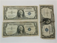 OF) (2) 1957, (1) 1935 $1 silver certificates