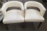 Pair of Classy Cream Faux Leather Chairs