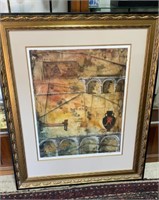 Large Architectural Abstract Art, Signed, ~ 4'