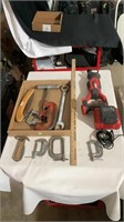 C clamps. Skil reciprocating saw, large wrench