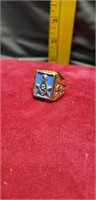 Freemasonry blue  gold tone size 9 ring
