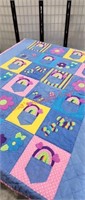 Twin size quilt spring flowers rainbow