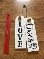 Cute wooden sign with rope hanger