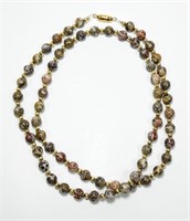 30" Leopard skin agate necklace