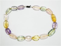 21" Mulit-color quartz necklace with magnetic