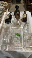 Glass bottles, jar, decor