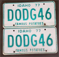 Pair of Vintage 1977 Custom Idaho Plates. 6"x12"