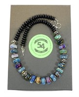 19" Murano glass and silver bead necklace