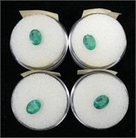 x4- Oval cut natural emeralds, approx. 1.25 ct.