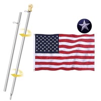 3x5 FT US Flag with Pole 6 FT Tangle Free
