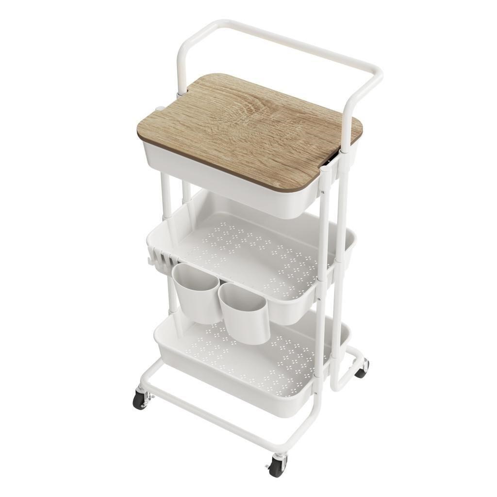 DTK 3 Tier Rolling Utility Cart with Cover Top
