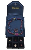 Lot, Stauer Voros Ruby Necklace & Earrings set and