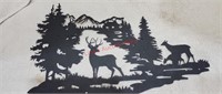 Deer In The Mountains Scene Laser Cut Metal Wall