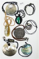 Lot, corded shell and stone necklaces