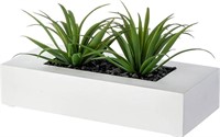 Faux Grass Plants in Wooden Planter Box