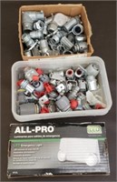 Box of Assorted Conduit Connectors and LED