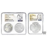 3 Coins 2023 Morgan/Peace MS70, 1923 Peace MS65