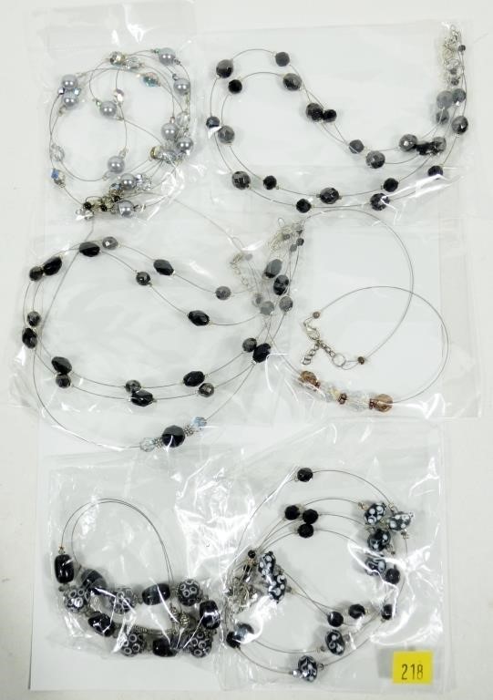 Lot, microcord bead and crystal necklaces, new in